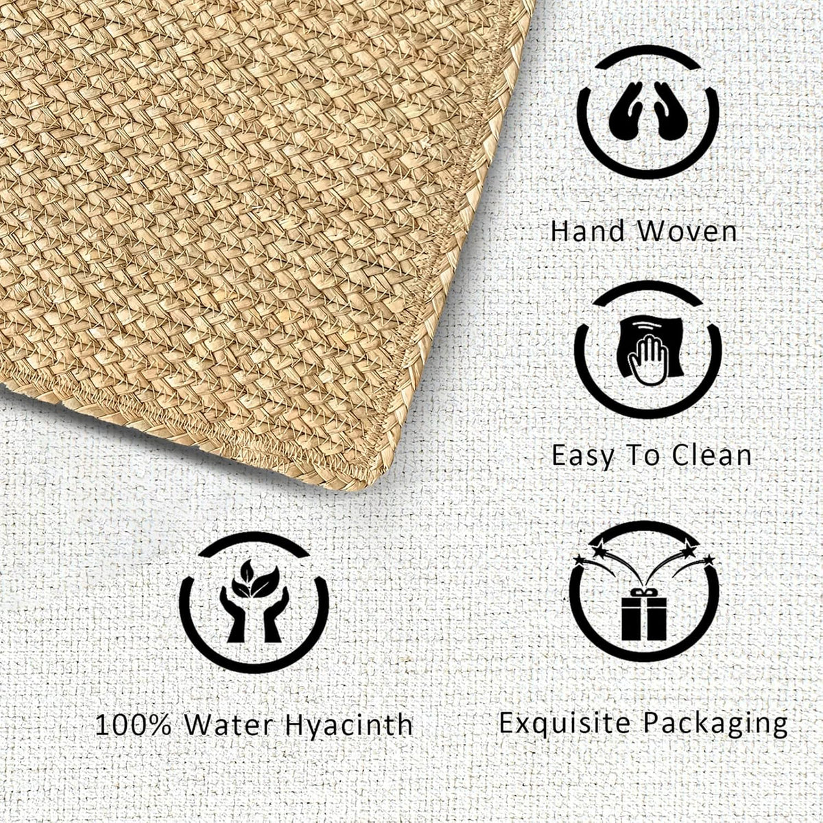 Woven Water Hyacinth Placemats Set of 6, Boho Farmhouse Rattan Table Mats