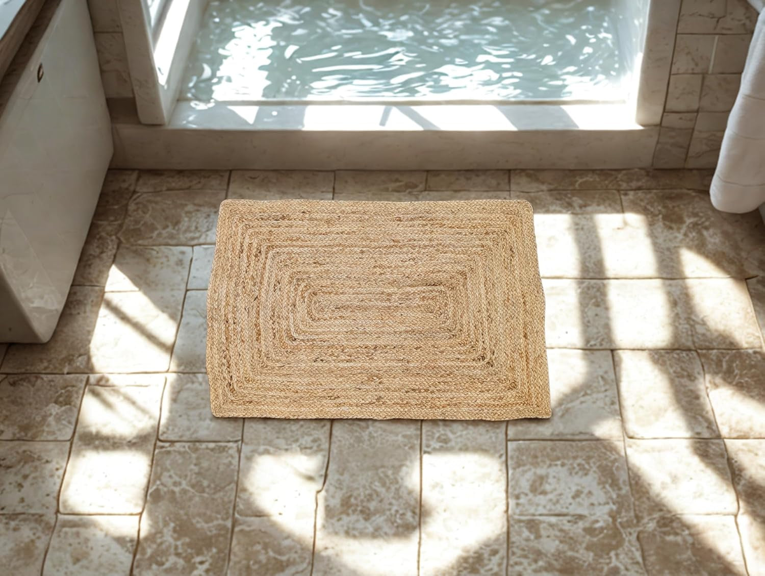Natural Jute Area Rug 2X3, Hand Braided Boho Entryway Doormat