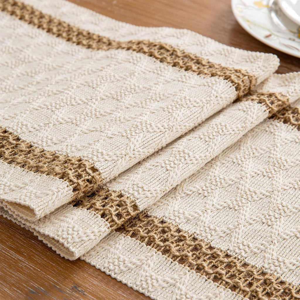 Boho Macrame Table Runner, Cotton Linen Woven Farmhouse Table Decor, 12X90 Inches
