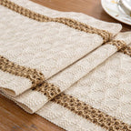 Boho Macrame Table Runner, Cotton Linen Woven Farmhouse Table Decor, 12X90 Inches