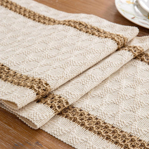 Boho Macrame Table Runner, Cotton Linen Woven Farmhouse Table Decor, 12X90 Inches