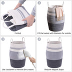 Woven Cotton Rope Laundry Hamper, Collapsible Storage Basket for Bedroom, Nursery, Laundry Room, 105L