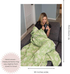 Turkish Cotton Muslin Throw Blanket, Reversible Dandelion Pattern, Oversized 92X65